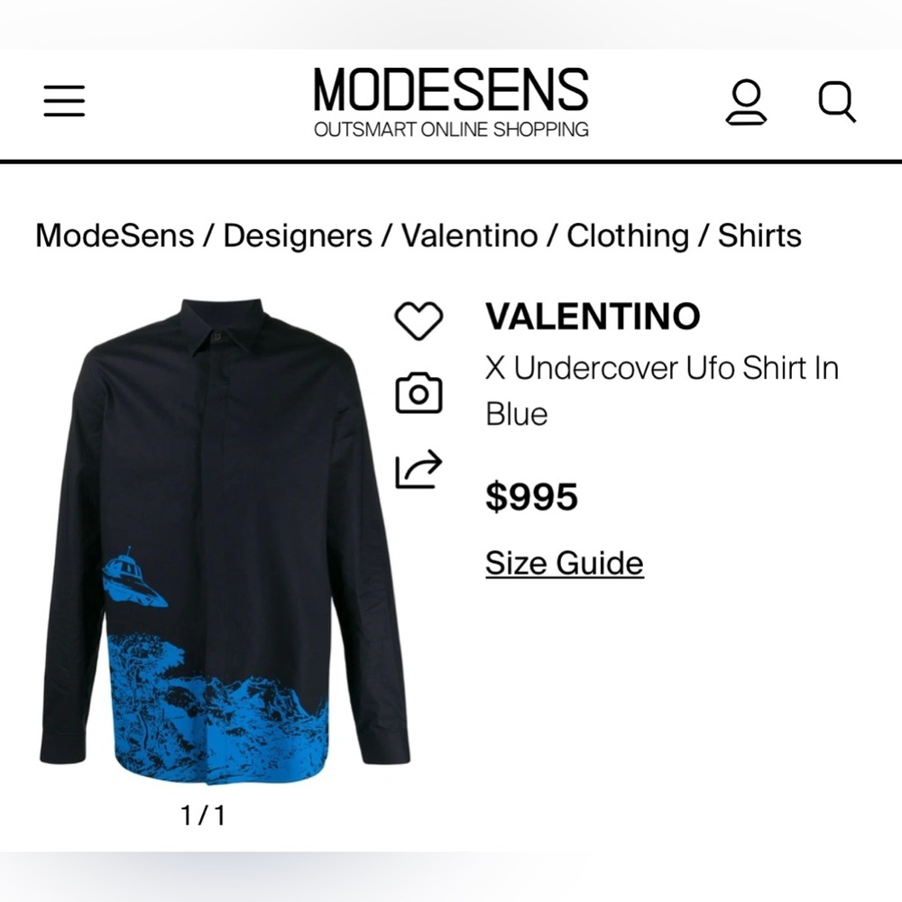 Valentino X undercover ufo shirt in blue size 39